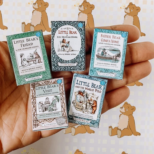 Miniature Little Bear Books Set: Maurice Sendak Collection for Dolls, Dollhouses, Maileg Mice