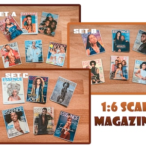 6 Miniature Black Celebrity and Entertainment Magazines for 1/6 scale dolls like barbie blythe and integrity dolls