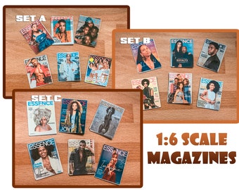 Miniature Black Celebrity Magazines: 1/6 Scale Doll Accessories