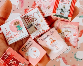 8 Pink themed Miniature Children’s picture Books for 1/6 & 1/8 scale dolls and Maileg mice