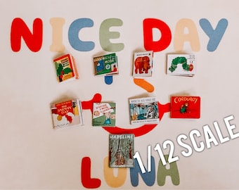 9 Miniature Children’s books for 1/12 scale dolls and dollhouses
