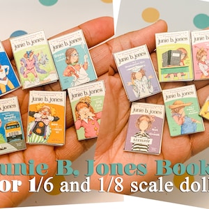 6 miniature Junie B. Jones books for 1/6 & 1/8 scale dolls like Barbie, Blythe chelsea lati yellow ob11