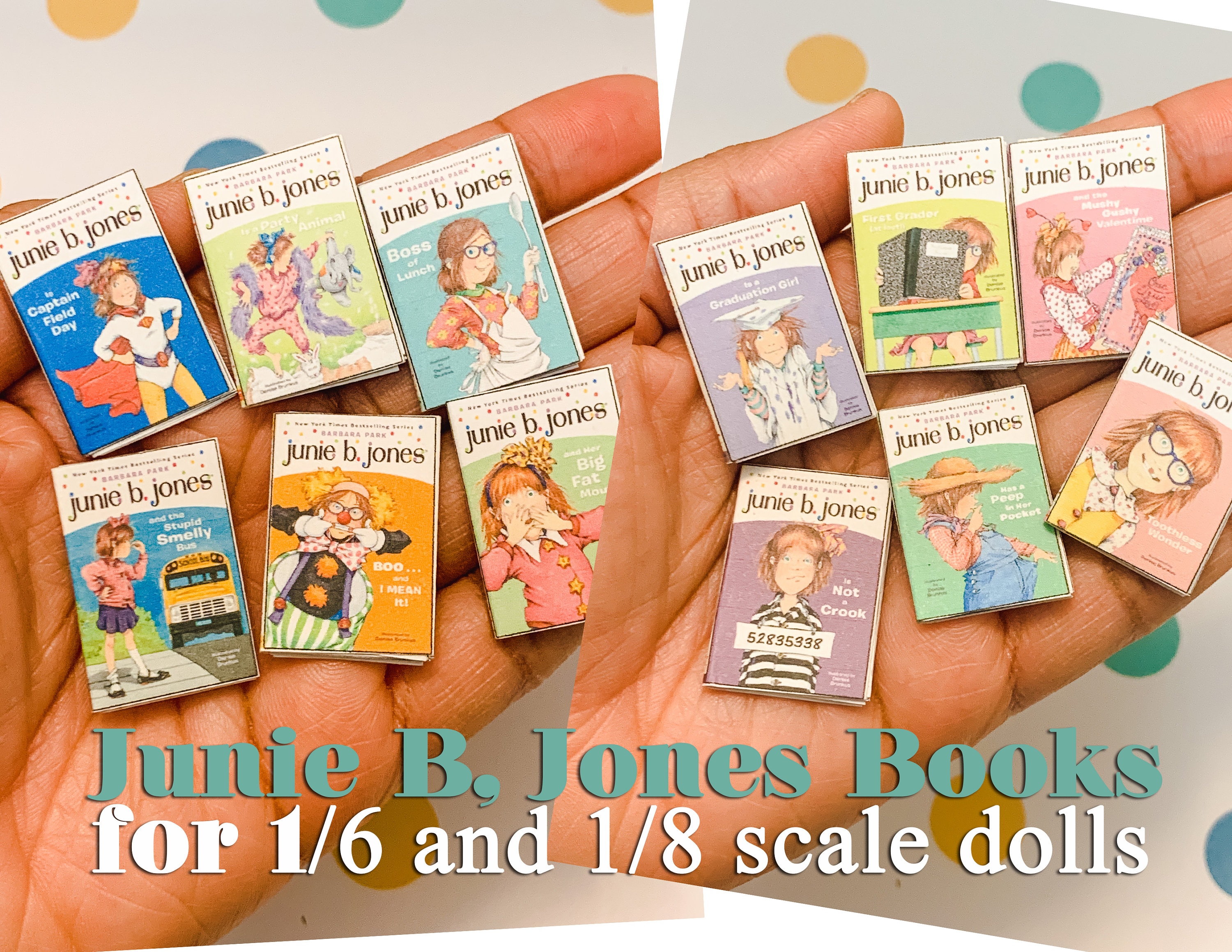 6 Miniature Junie B. Jones Books for 1/6 & 1/8 Scale Dolls