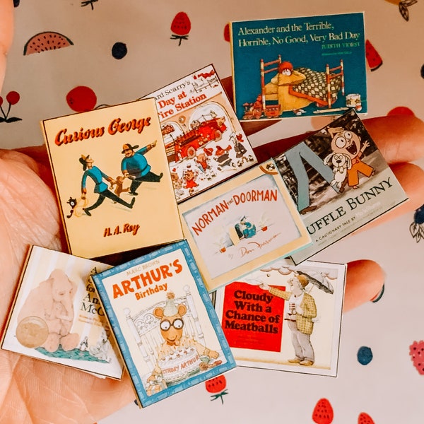 8 Miniature Children’s picture Books for 1/6 & 1/8 scale dolls and Maileg mice