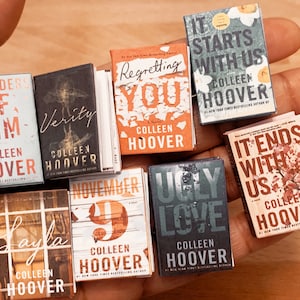 8 miniature Colleen Hoover books for Barbie Blythe & other 1/6 scale dolls