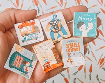 6 Miniature picture Books for boys for 1/6 & 1/8 scale dolls and Maileg mice