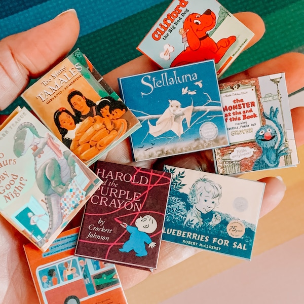 8 Miniature Children’s picture Books for 1/6 & 1/8 scale dolls and Maileg mice