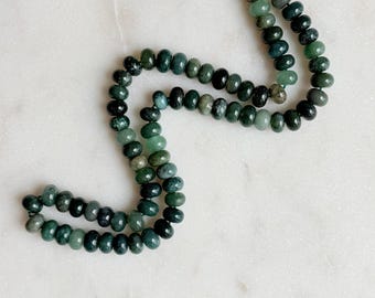 Green Mix Gem Necklace, Hand Knotted Silk Necklace
