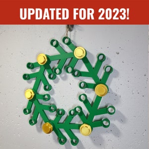 LEGO-Inspired Holiday Wreath 3D Printed Decoration with Six Round Studs Included