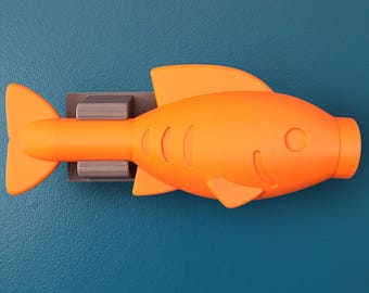 Absolutely Giant sized Big brick lego inspired fish decoration for you home or office - Now with Giant Brick Wall Mount Clip