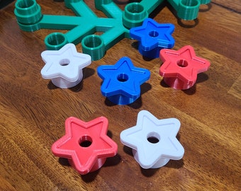 Stars for 3D Printed LEGO-Inspired Base Wreath Decoration  -  Refer to photos for options.