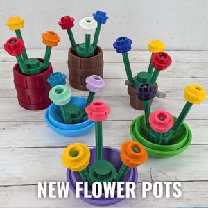 Big brick desktop 3D flower set for Mother's Day - Add on flower pots in many styles!