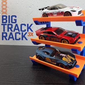 Big Track Rack Three Hot Car Display Stand for your Hot Wheels Speeders Collection or Burago Cars 1:43 scale