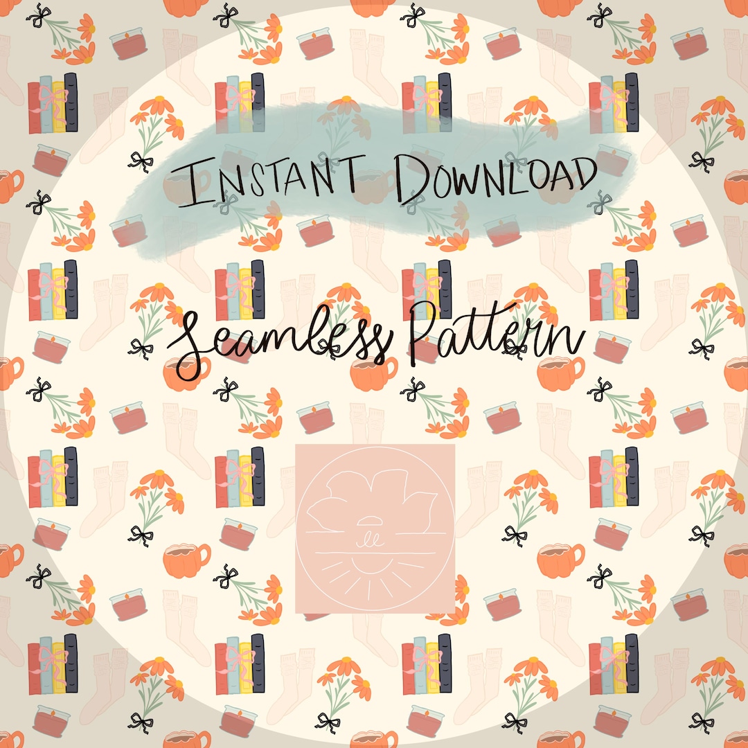 Bookish Fall Seamless Pattern / PNG / Instant Download / Digital Paper ...