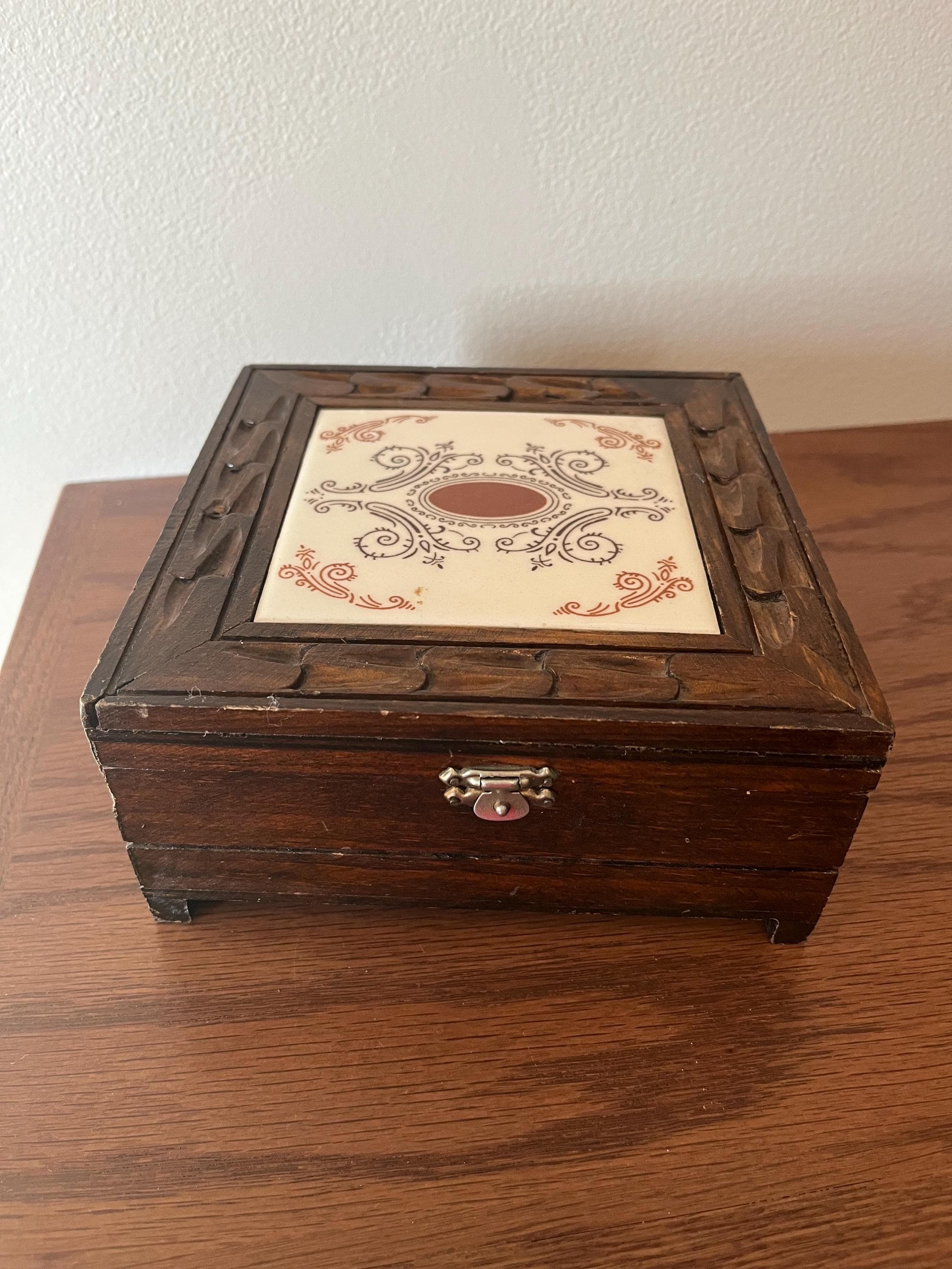 Vintage Tile and Wood Box - Etsy