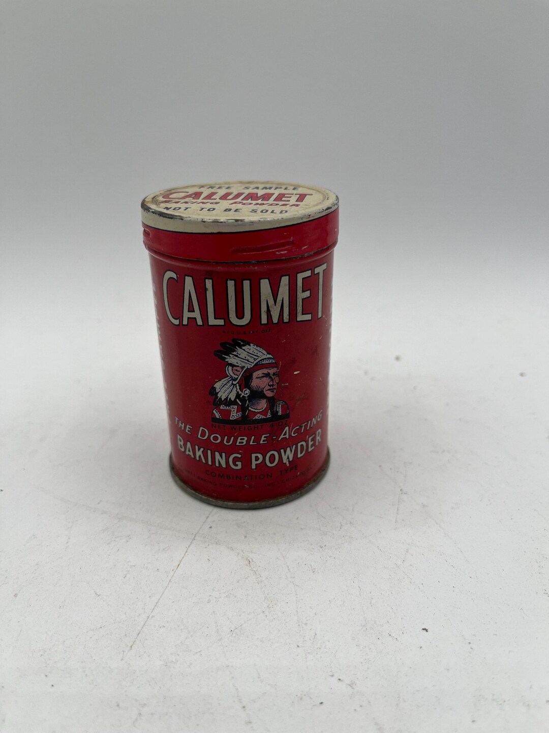 Calumet Baking Powder Round Sample Tin Red Chief - Etsy
