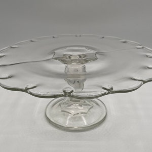 Clear Glass scalloped Edge Pedestal Cake Stand