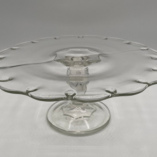 Clear Glass scalloped Edge Pedestal Cake Stand