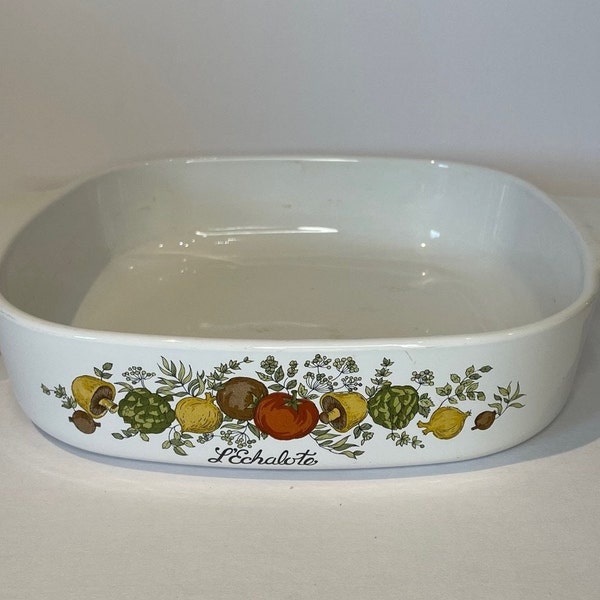 Vintage Spice of Life L’Echalote 8x8x1.75 Corningware Baking Casserole Dish