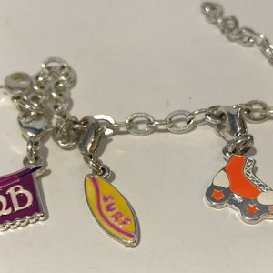 Friends 2B Made Charm Bracelet: Surfboard, Roller Skate Charms - 7 inch