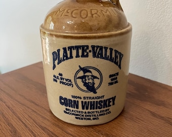 Vintage McCormick Platte Valley Corn Whiskey Stoneware Jug
