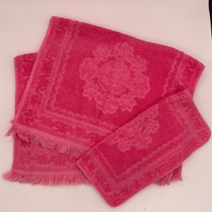 Deep Pink Bathroom Towel Set Etsy