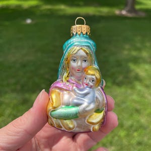 Madonna and Child Blown Glass Christmas Ornament