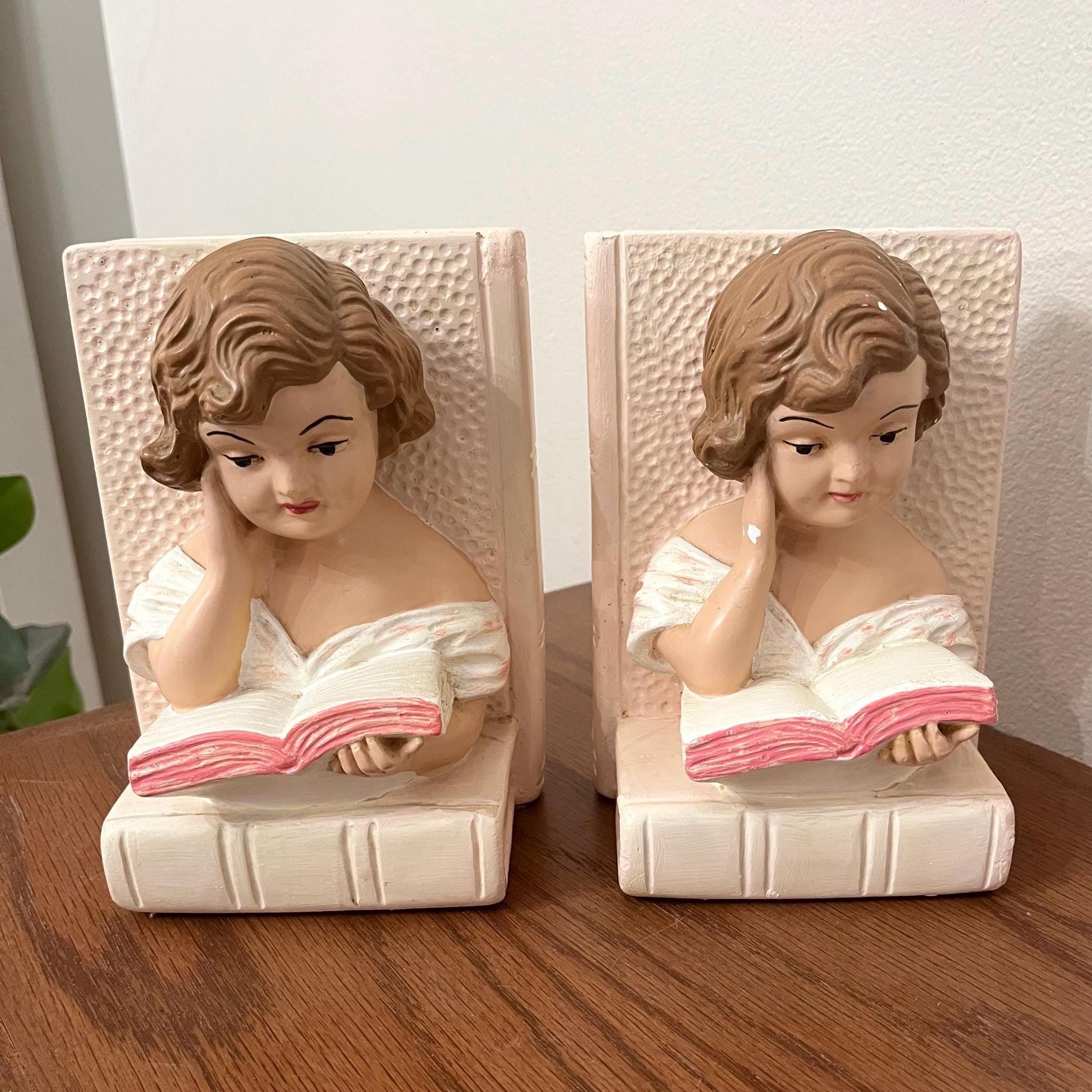 Girl Reading Book Statue Vintage - Etsy