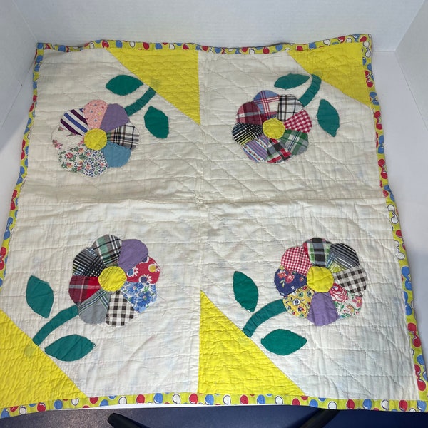 Small Hand Quilted Flower Quilt Blanket