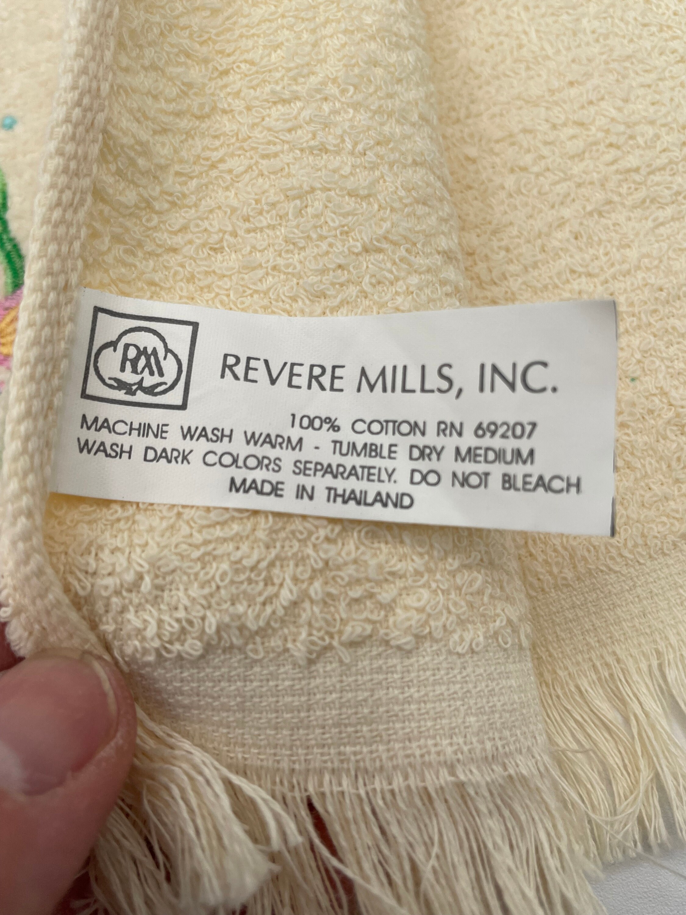 Vintage Revere Mills Cream Embroidered Fish Fingertip face Towel Etsy