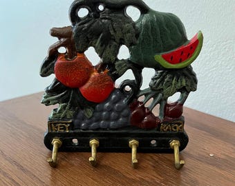 Vintage Cast Iron Key Rack with Fruit Design