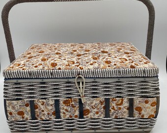 Floral Sewing Basket with Handle