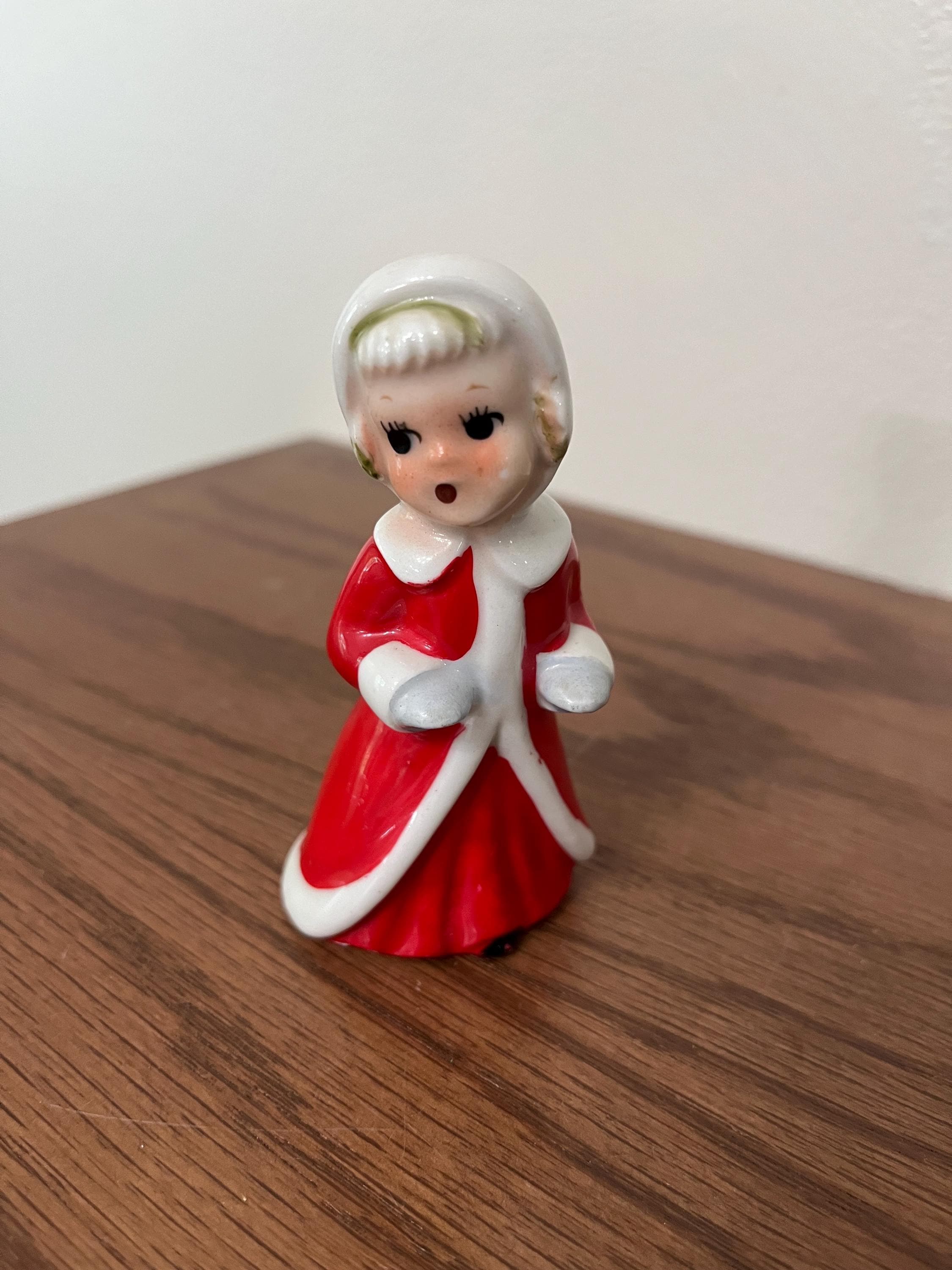 Girl in Red Dress Ceramic Figurine Vintage - Etsy
