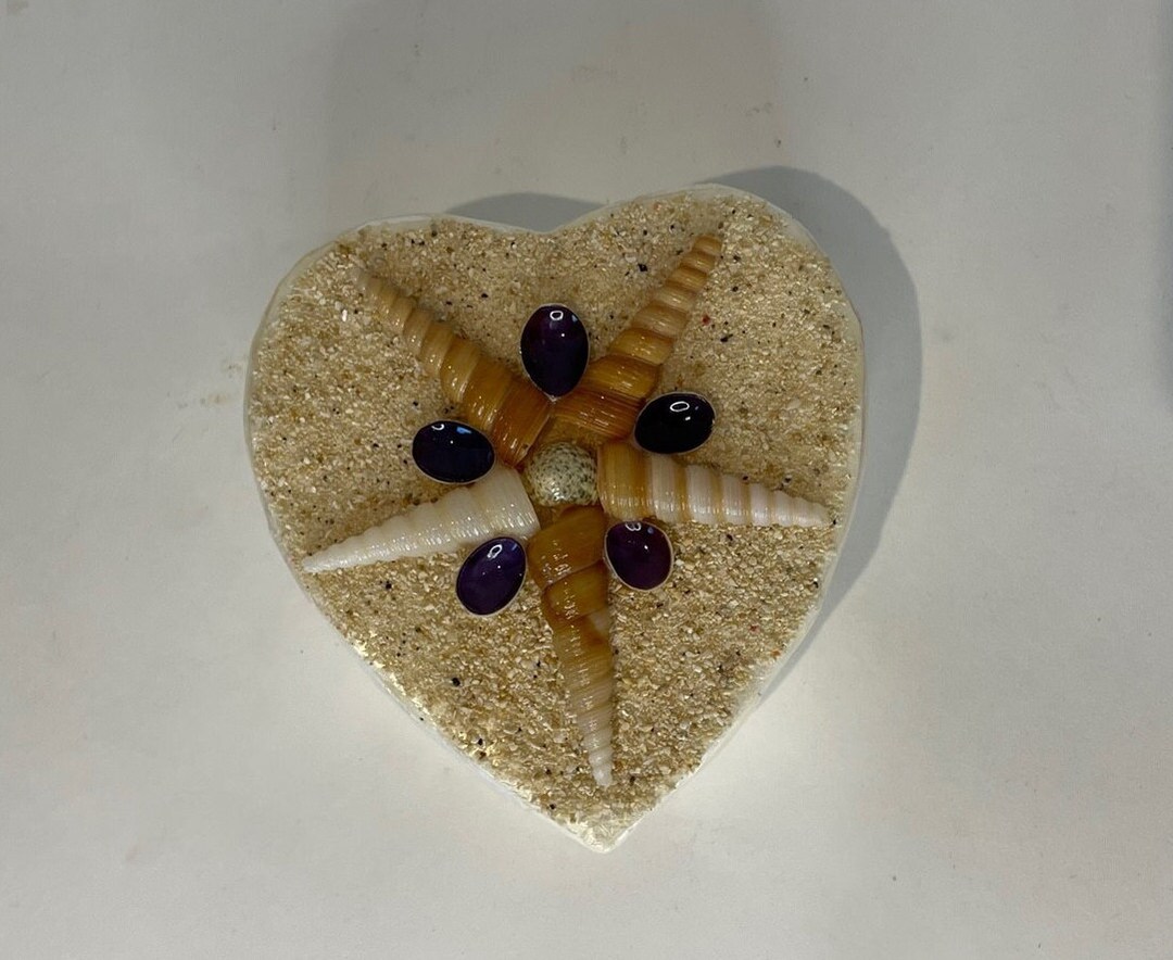Delicate Capiz Shell Heart Shape Box With Seashell and Sand Detail - Etsy