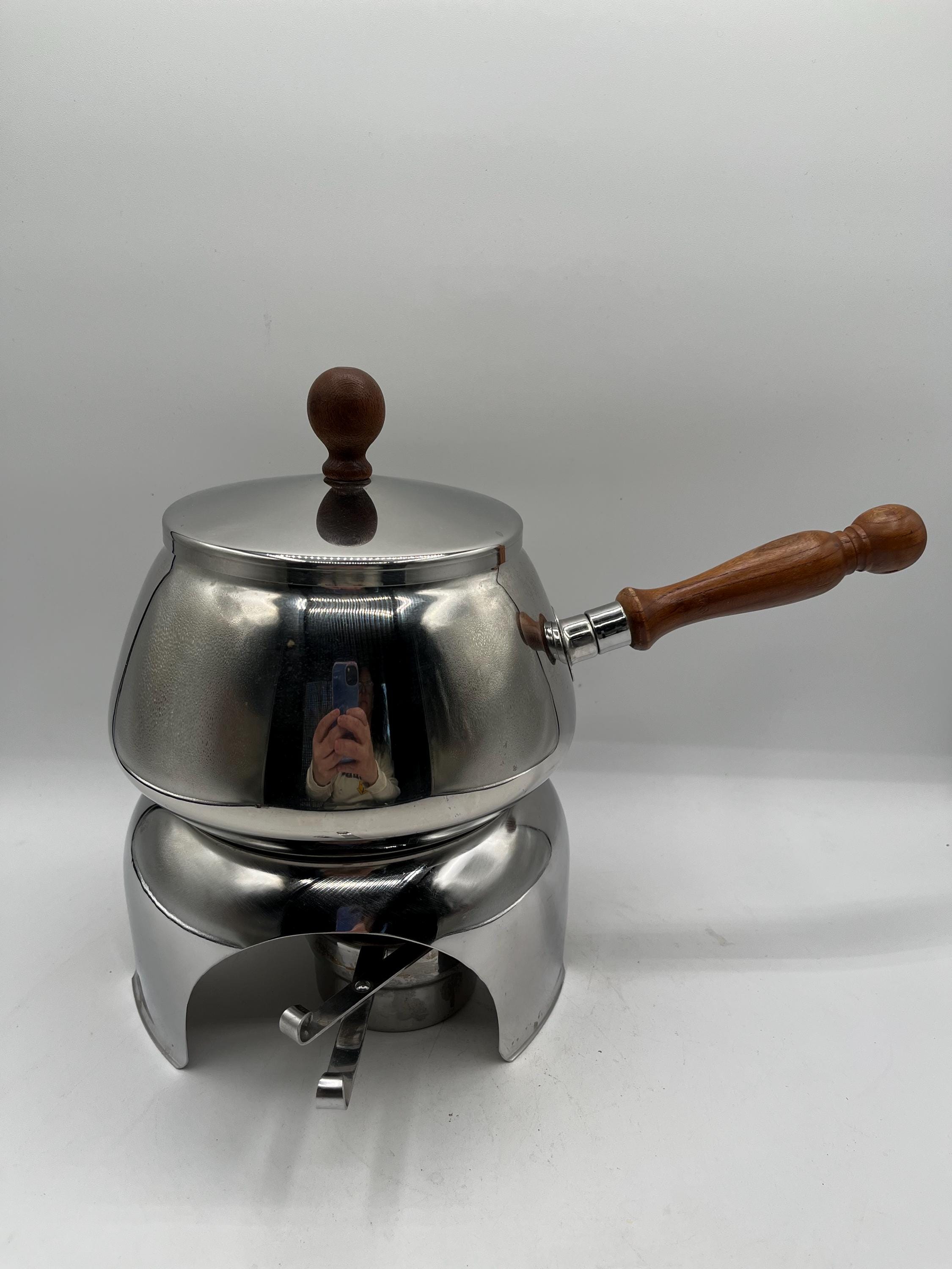 Mid-Century Modern Warming Fondue Pot, Stand and Burner