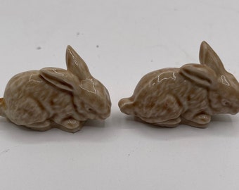 Wade Whimsies Brown Porcelain Rabbits Bunnies Made in England