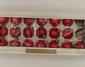 Lot of 19 Round Red Glass Christmas Ornaments from 1997