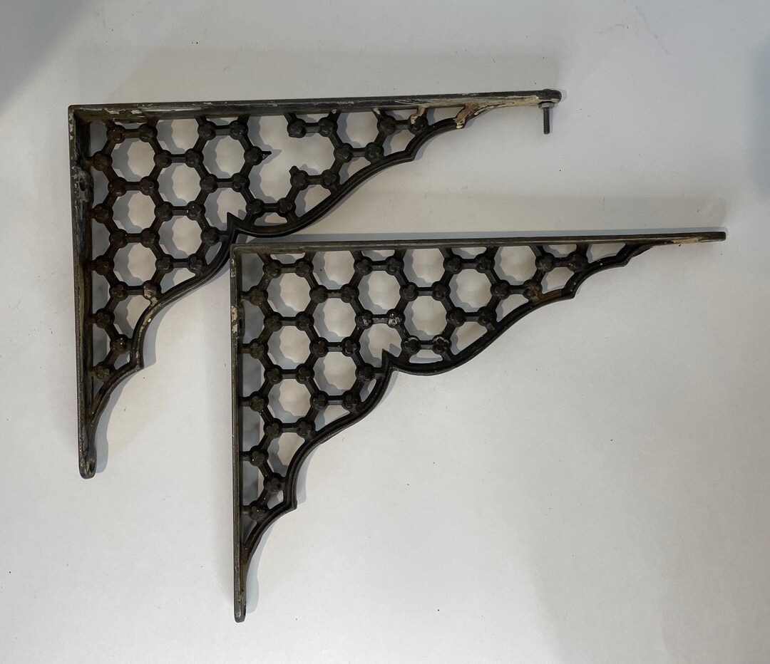 Pair of Vintage Cast Iron Star Shelf Brackets Etsy