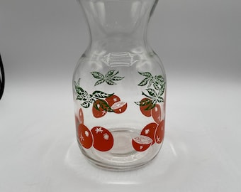 Vintage Orange Juice Carafe Pitcher with Orange Pattern