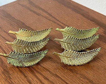 Set of 6 Vintage Fern Leaf Brass Napkin Rings