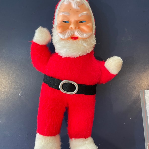 Vintage Rushton Style Rubber Face Stuffed Santa Claus Christmas