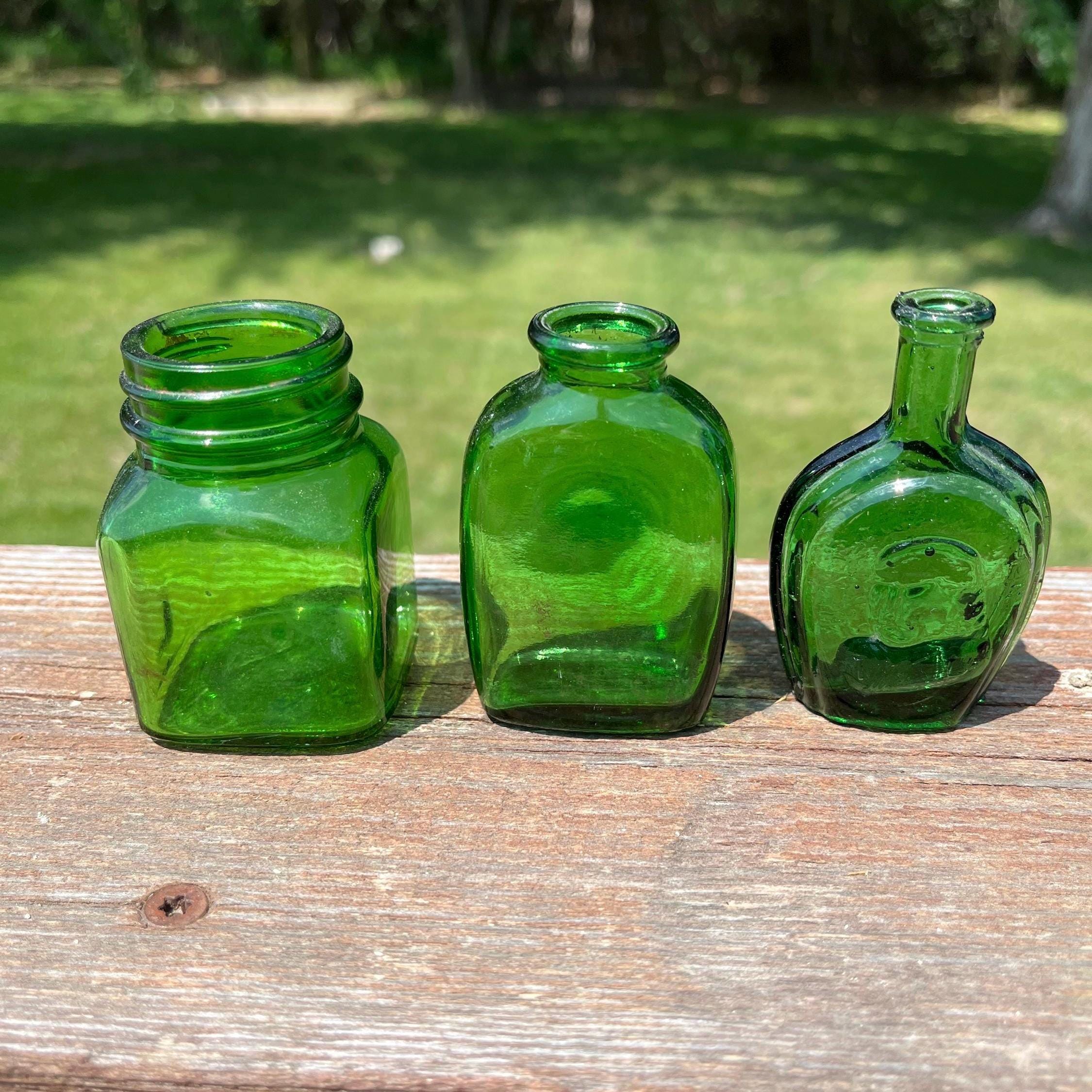Vintage Square Green Bottle - Etsy