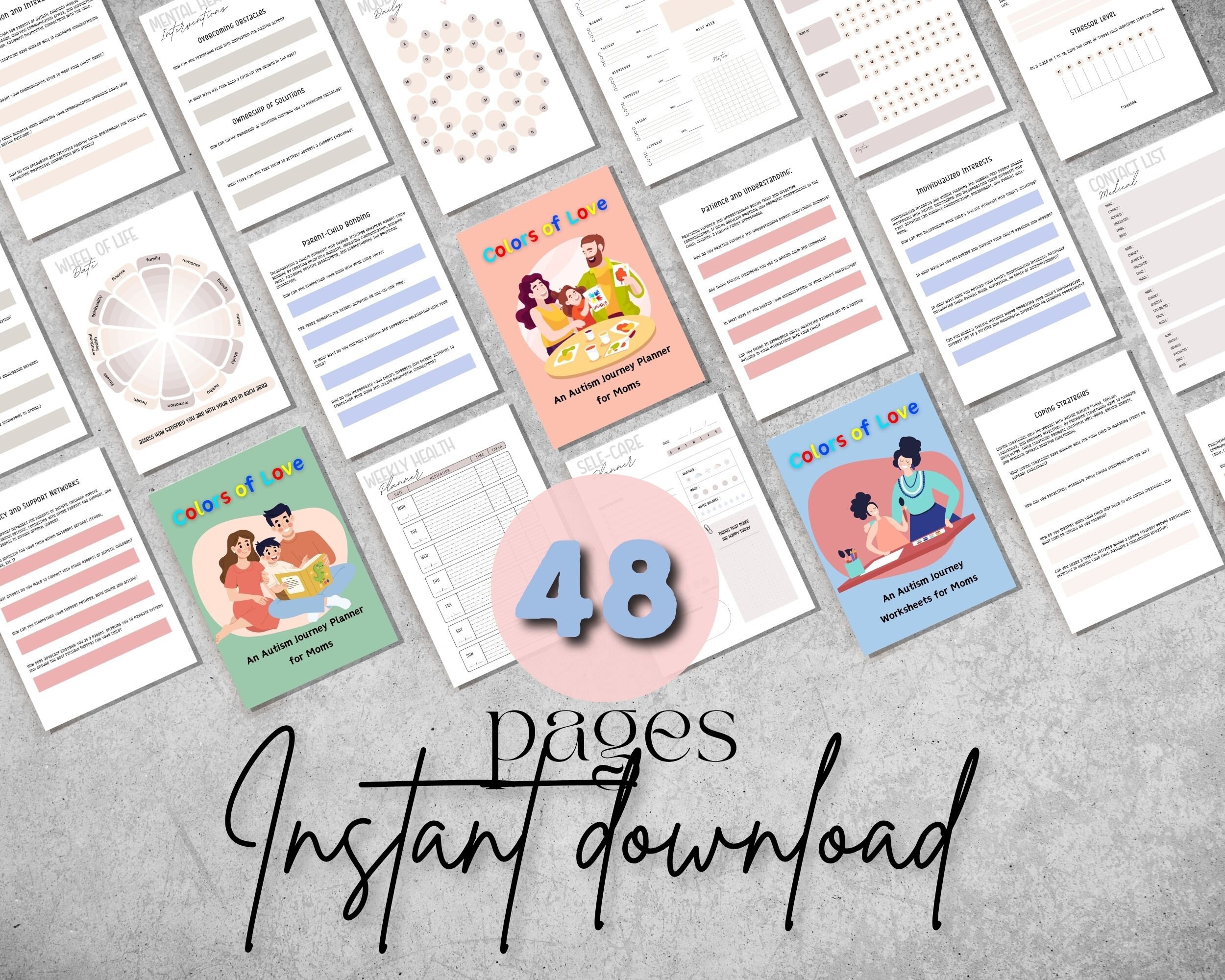 Autism Mom Support Planner & Worksheets, Unmasking Autism ...