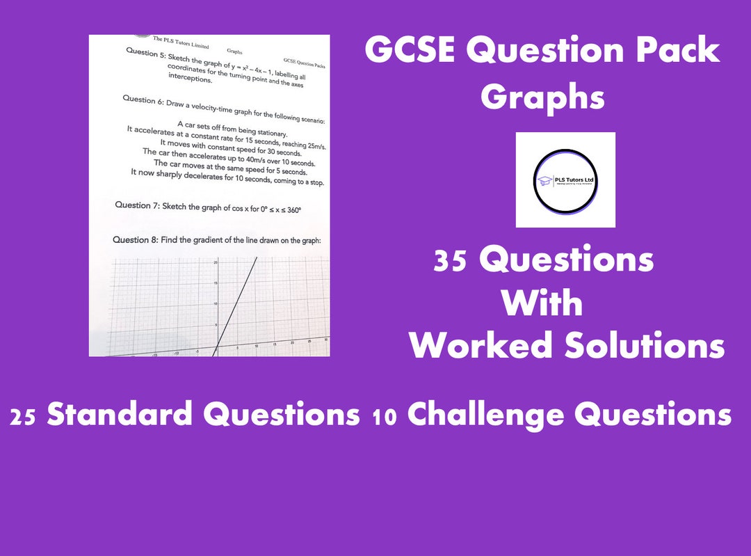 GCSE Graphs Question Pack 35 Questions With 35 Handwritten Etsy