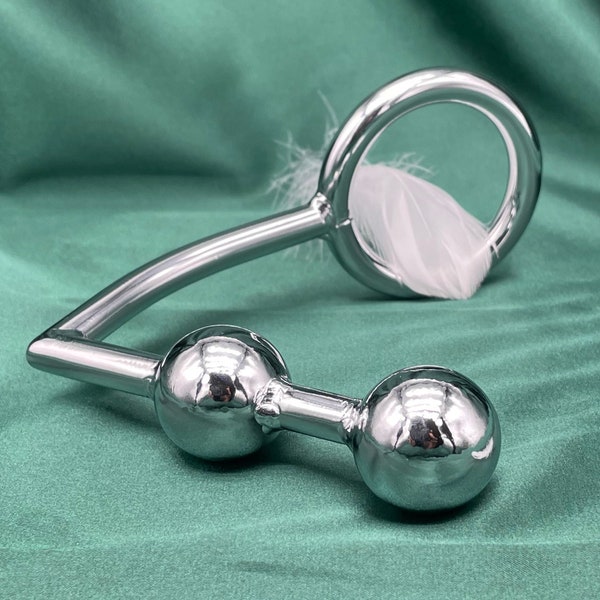 Stainless Steel Butt Plug Ball Anal Hook With Penis Ring , Cock Chastity Device , Mature