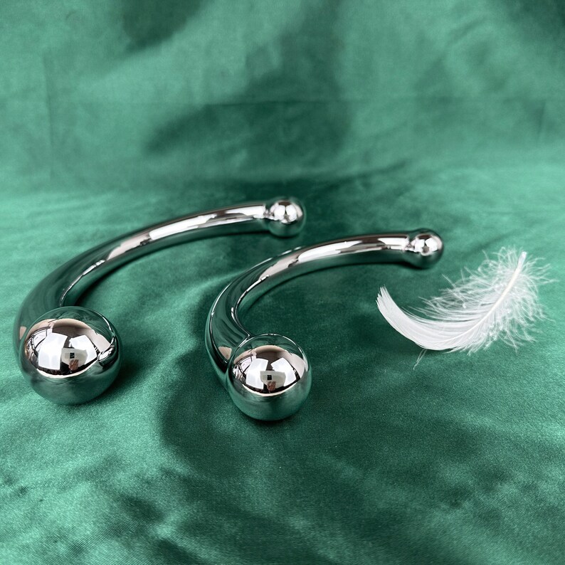 Wand Massager, Curved Gspot Metal Wand, Double Ended Dildo for Gspot