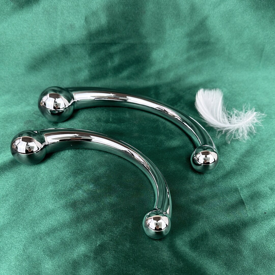 Wand Massager, Curved Gspot Metal Wand, Double Ended Dildo for Gspot