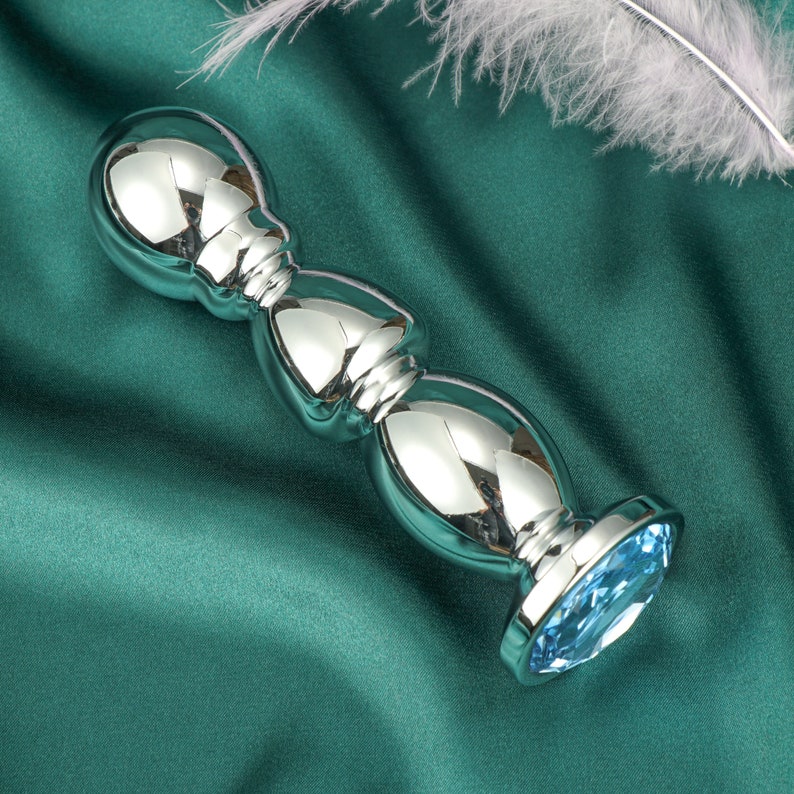 Metal Large anal plug Anal Beads Butt Plug With Jeweled Gems ,Mature image 3
