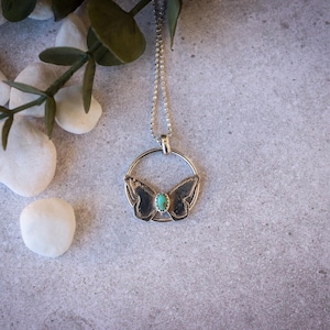 Silver Butterfly and Turquoise Necklace