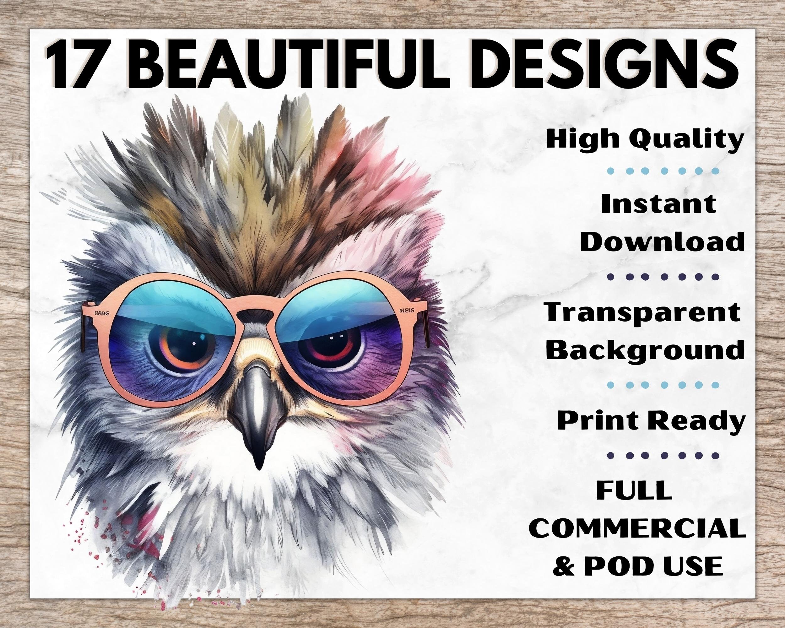 Colorful Owls With Glasses, Watercolor Clipart PNG, Owl Cliparts, Cute ...